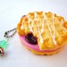 Kawaii Cookie Waffle Sweets Squishy Mirror Keychain
