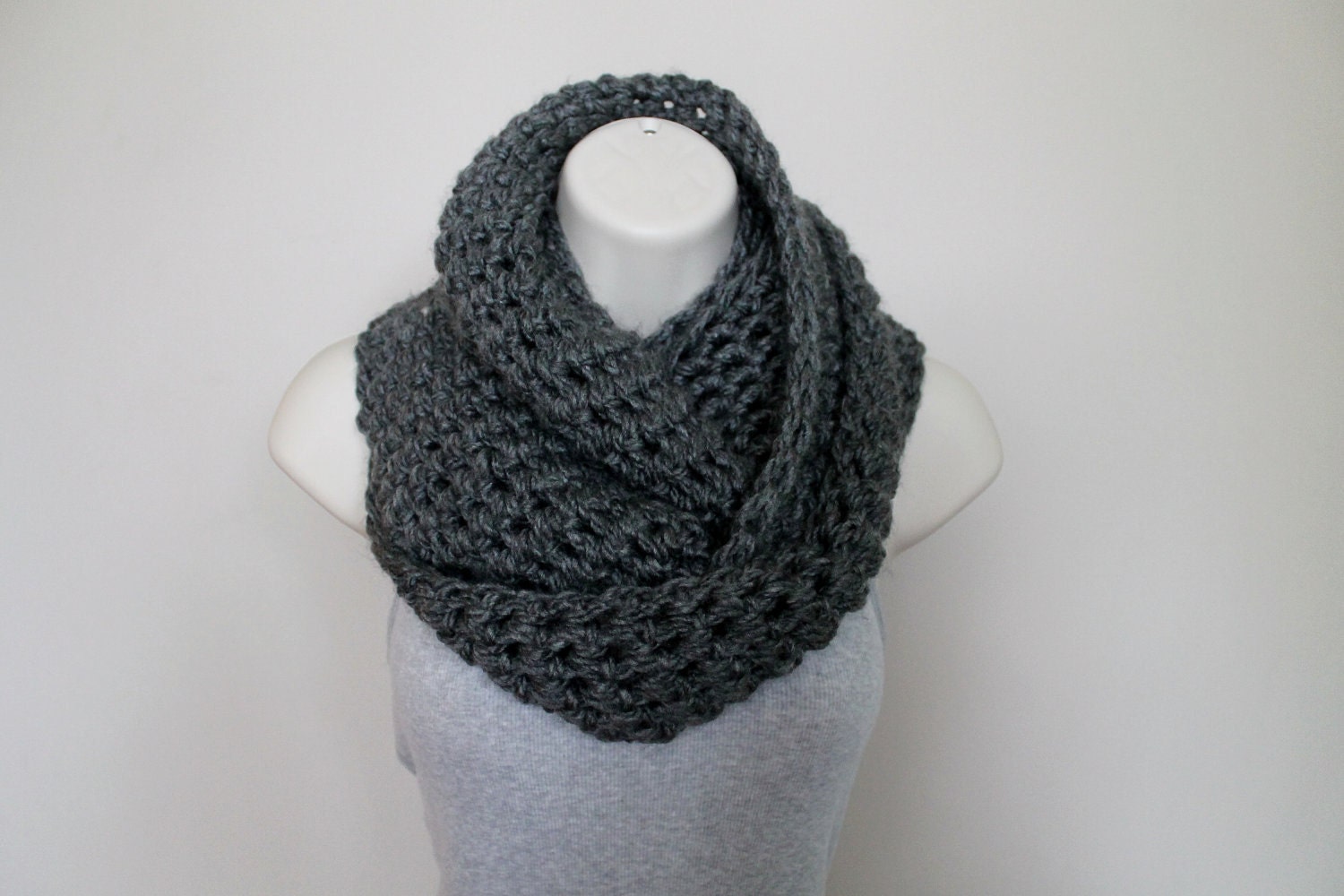 Slate Gray Crochet Cowl