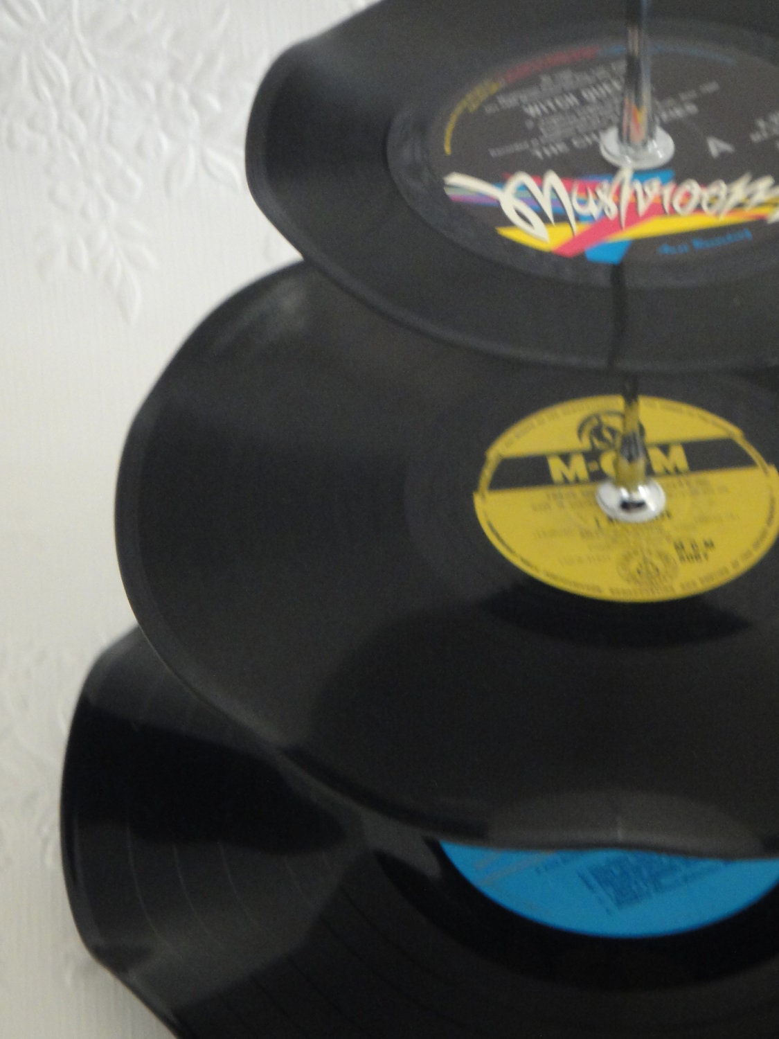 3 Tier Cup Cake Stand Vintage Retro Vinyl Record Rockabilly Wedding / Rock n Roll / Kitchen / Witch Queen