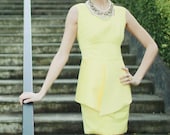 SALE (30%OFF) Yellow Peplum 'Danielle' Dress