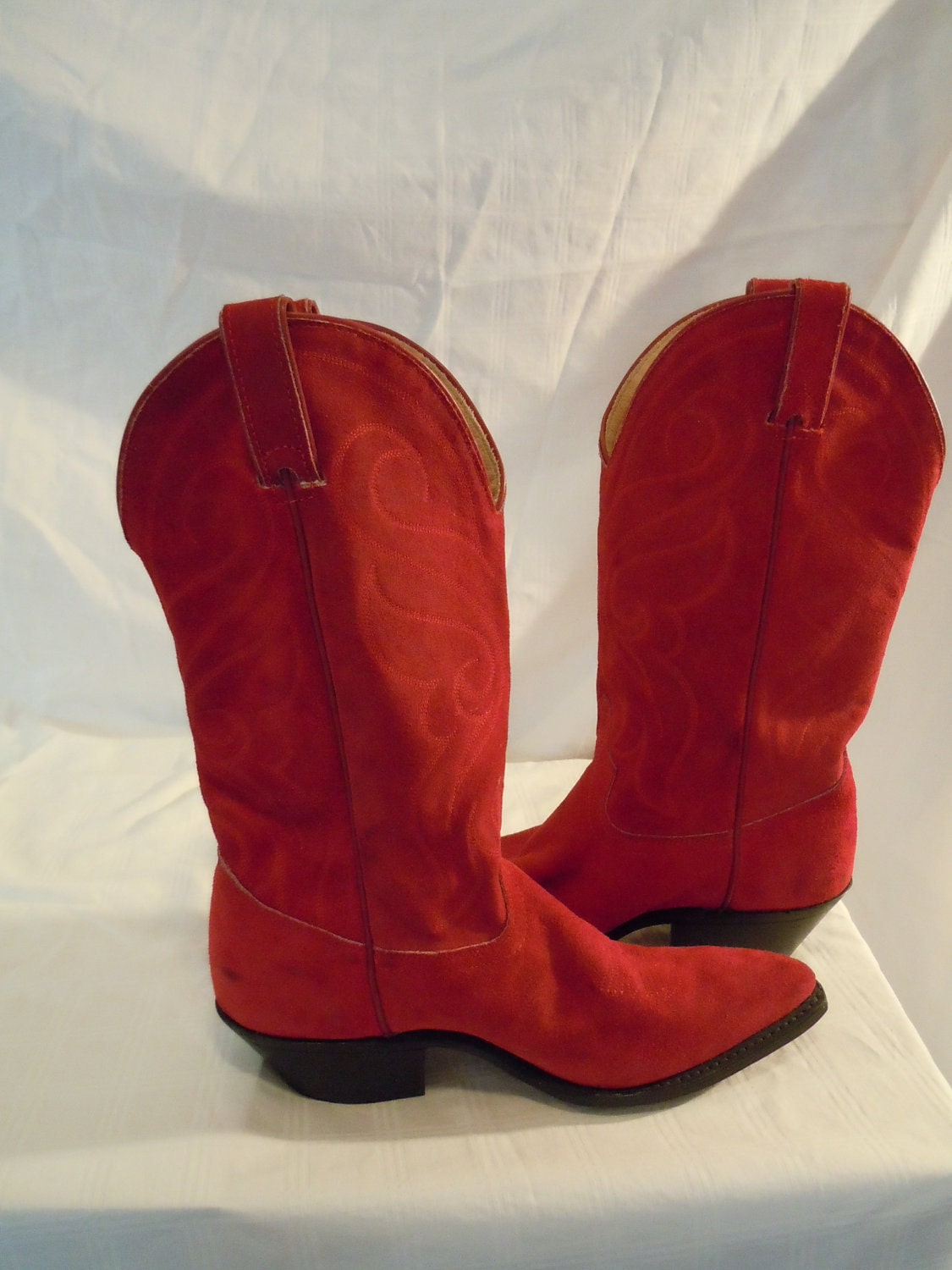 Valentine's Vtg Red Suede Cowboy Boots Sz7 by VintageBeacon