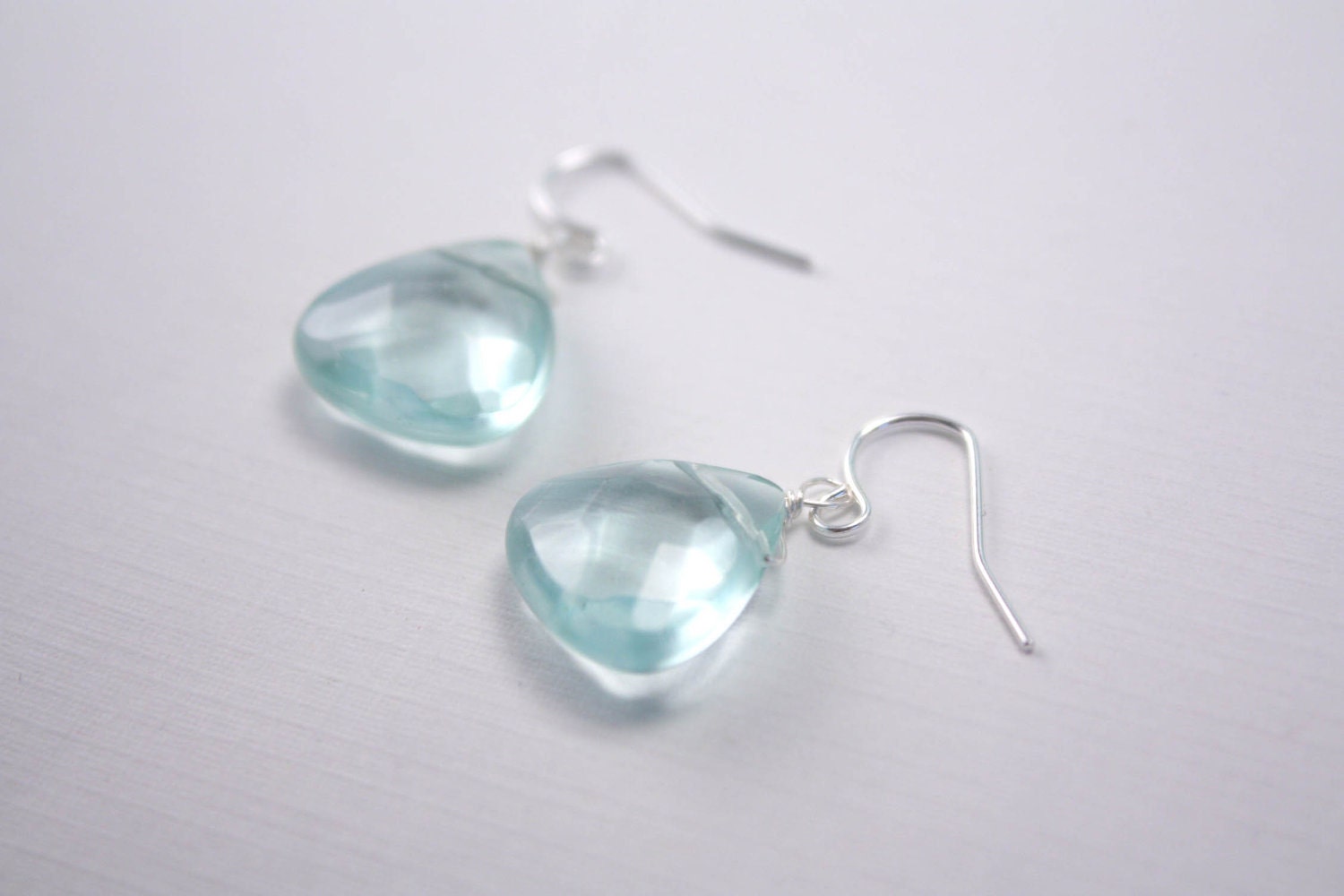 blue briolette earrings - simple everyday jewelry - wedding jewelry - aqua blue teal sky water beach