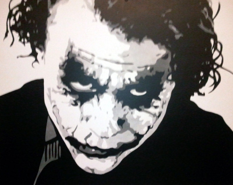 Heath Ledger Joker Spray Paint Portrait by Kolemann on Etsy