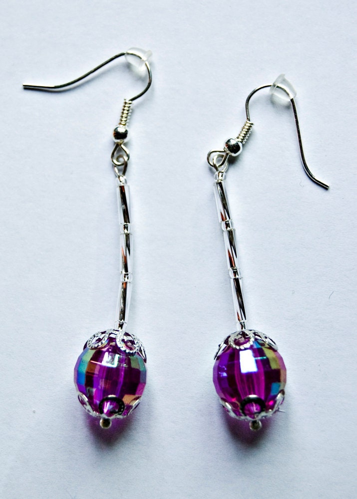Earrings "Purple Disco" Free shipping