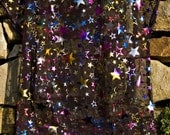 Transparent tulle top with colorful star print