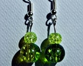 Two color crackle glass bead earrings. Free shipping