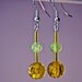 Two color crackle glass bead earrings "Sunshine" Free shipping