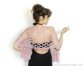 Shawl Wrap Scarf Crocheted & Knit Lavendar Lilac
