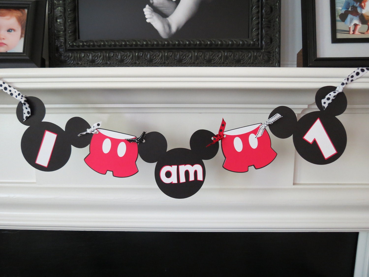 Mickey Mouse Highchair Banner-"I am 1"