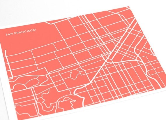 San Francisco City Map Art Print / Digital Print Wall Poster / 8x10 / Choose your color