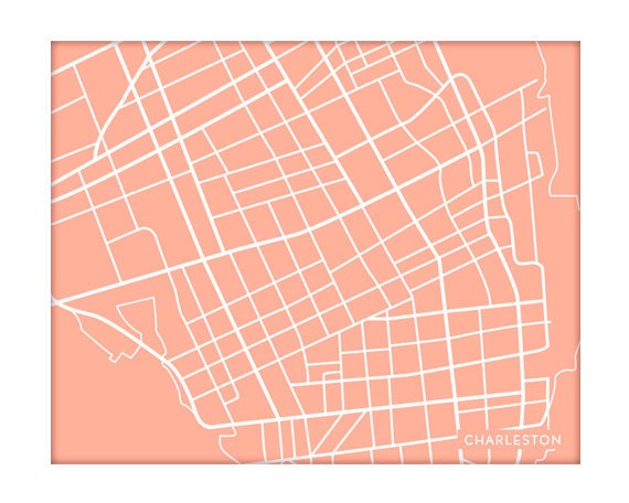 Charleston, SC City Map Poster / South Carolina Art Print Graphic Art / 8x10 Giclee Print / Choose your color