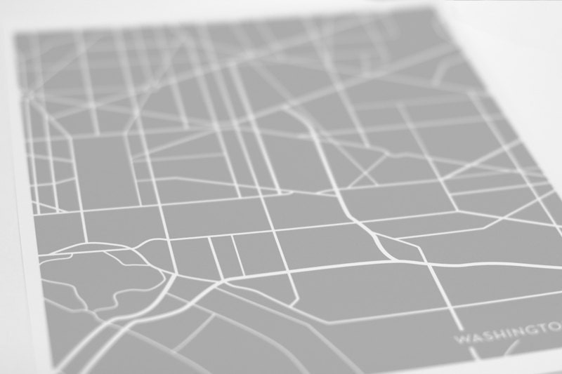 Washington DC City Map Art Print / District of Columbia Wall Poster / 8x10 / Any Color