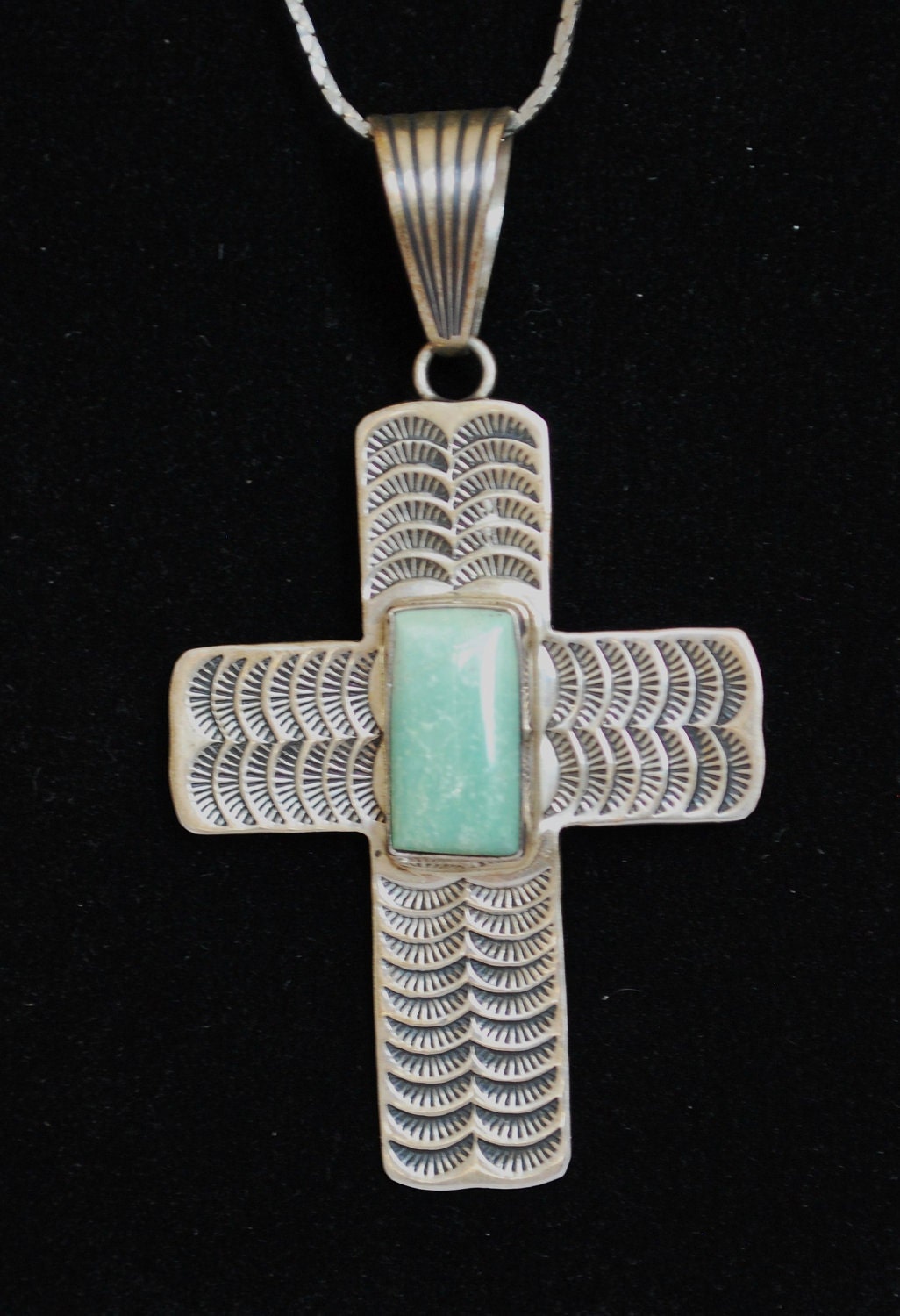Variscite and Sterling Silver Cross
