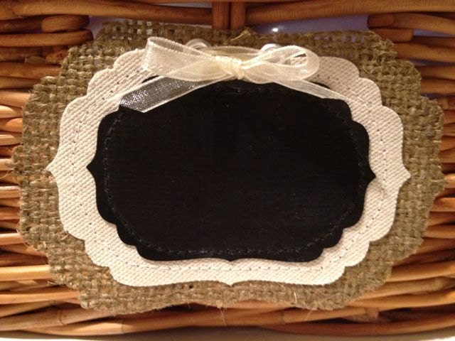 Burlap Chalkboard Tags / Labels - Fancy - Small size - Set of 6 - wedding, place card, gift tag, name tag