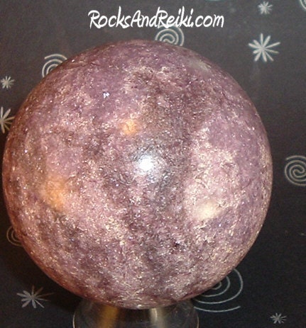 Soothe and Calm My Heart Chakra and Emotions - Lepidolite Sphere - Reiki Infused Healing Crystal - 3822