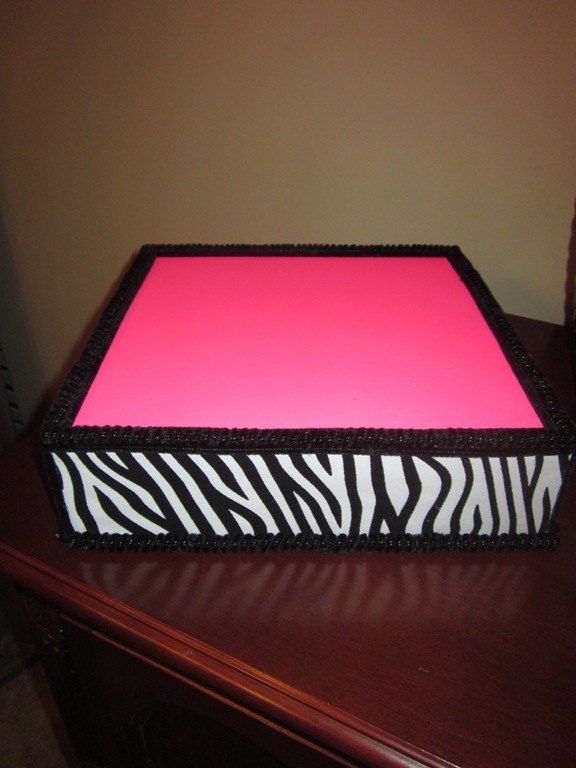 Cake Pop Stand Pink Zebra Square 8"