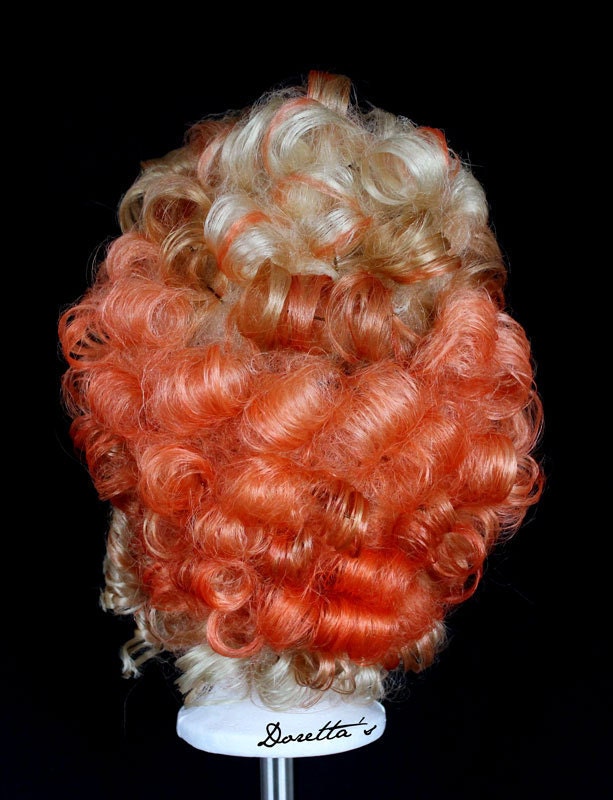 Orange & Blonde Wig - Updo - Rococo Baroque style inspired - Curls and Waves -Doretta's creations (MADE TO ORDER)