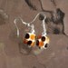 Dangle earrings statement square glass bead with copper and black circles