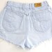 Tribal/Aztec Elephant and Waves Shorts, Hand Painted, Vintage Distressed High Waisted Denim, Upcycled W28