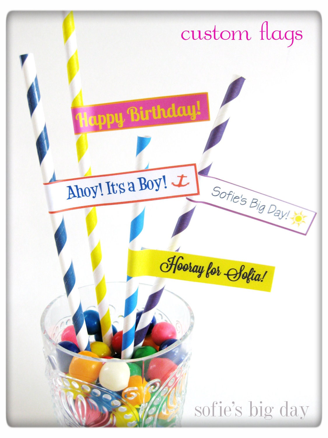 CUSTOM FLAGS for your paper straws or cake pops