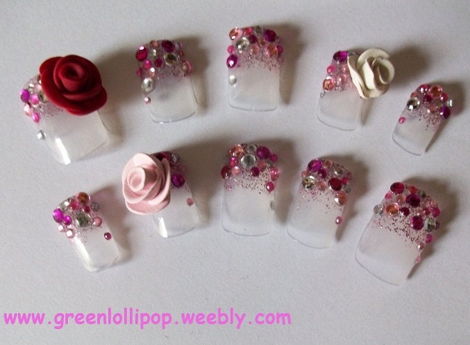 Japanese 3D Nail Art Set - Pink Roses Gem