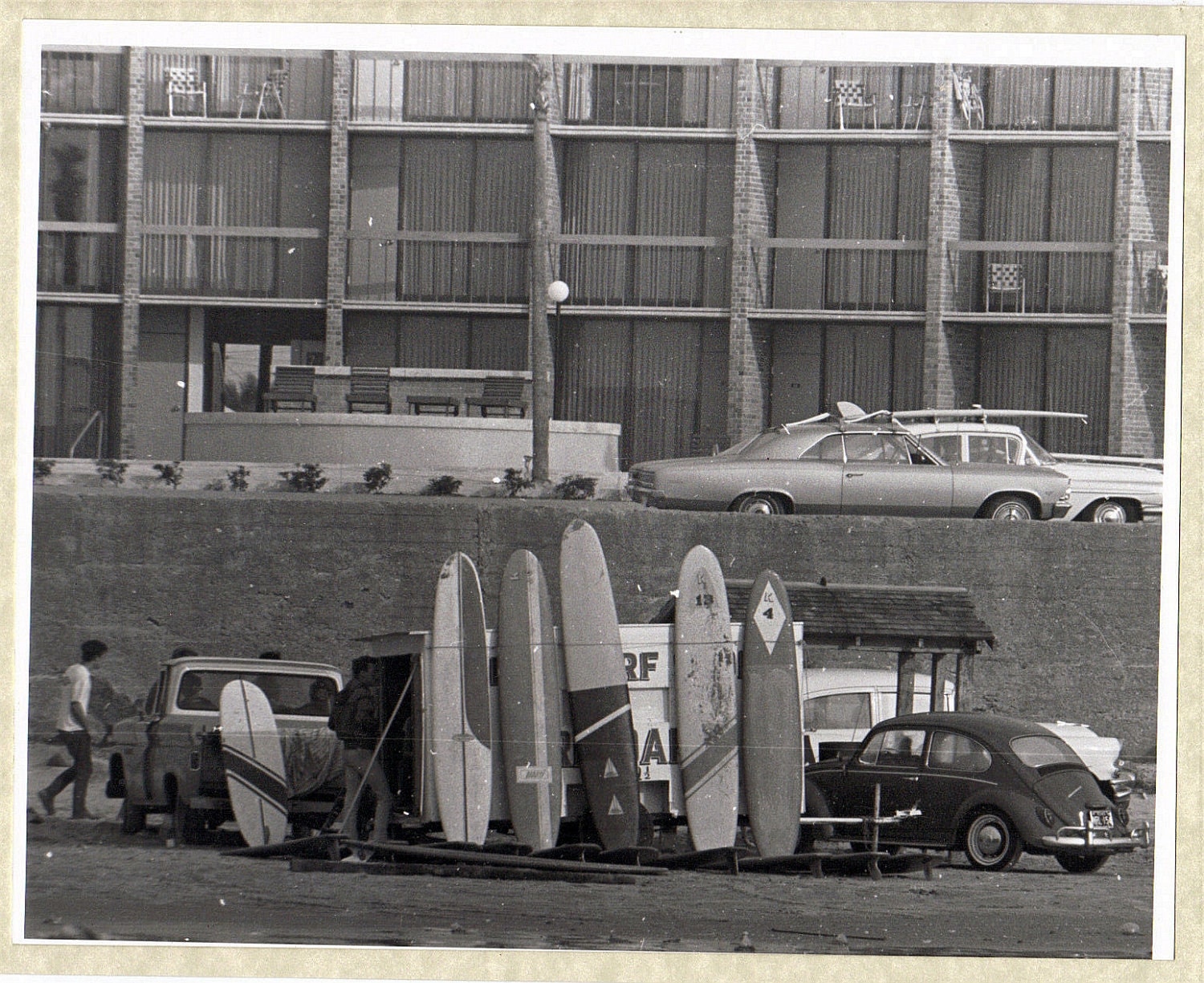 Vintage 1967 B&W Photo Surfing Galveston Island by GipsyStyle