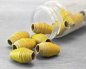 Handmade Paper Beads - Chartreuse Yellow Green - 12 pcs - OneUrbanTribe