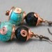 Turquoise Lava Rock Copper Wire Wrap Earrings