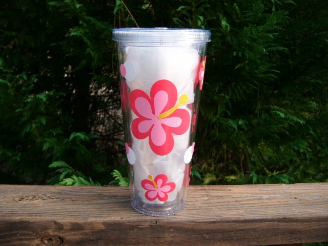 Personalized Plumeria 20 Ounce Acrylic Cup