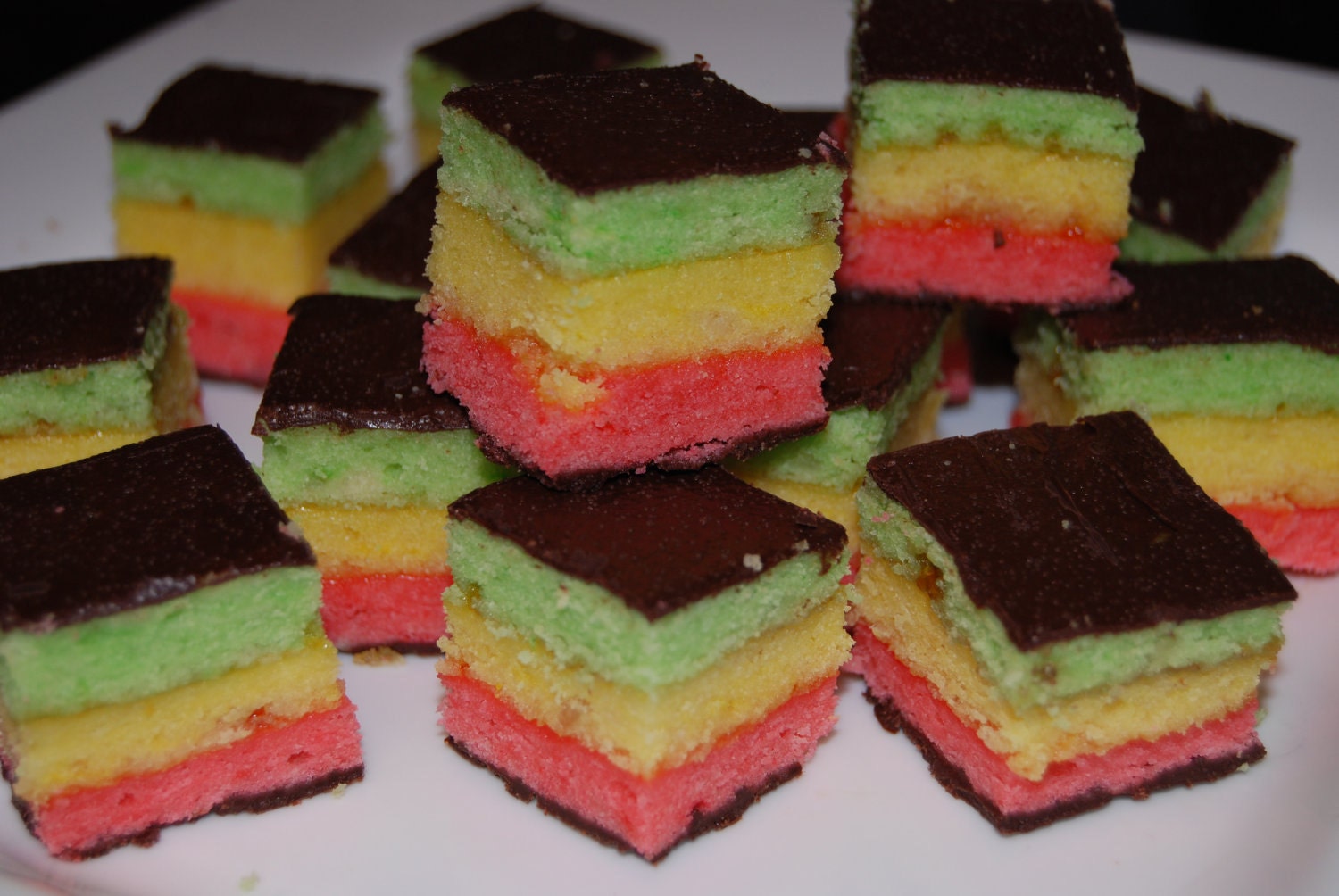 Almond Tri-Color Cookies Pastries  Italian Rainbow  Venetian All Natural  24  pieces