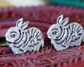 Bunny Rabbit Cuff Links - Rabbit Cufflinks - Silver WEDDING Love Bunnies Cufflink - Mini Lop - Man Gift - Men's Anniversary Birthday