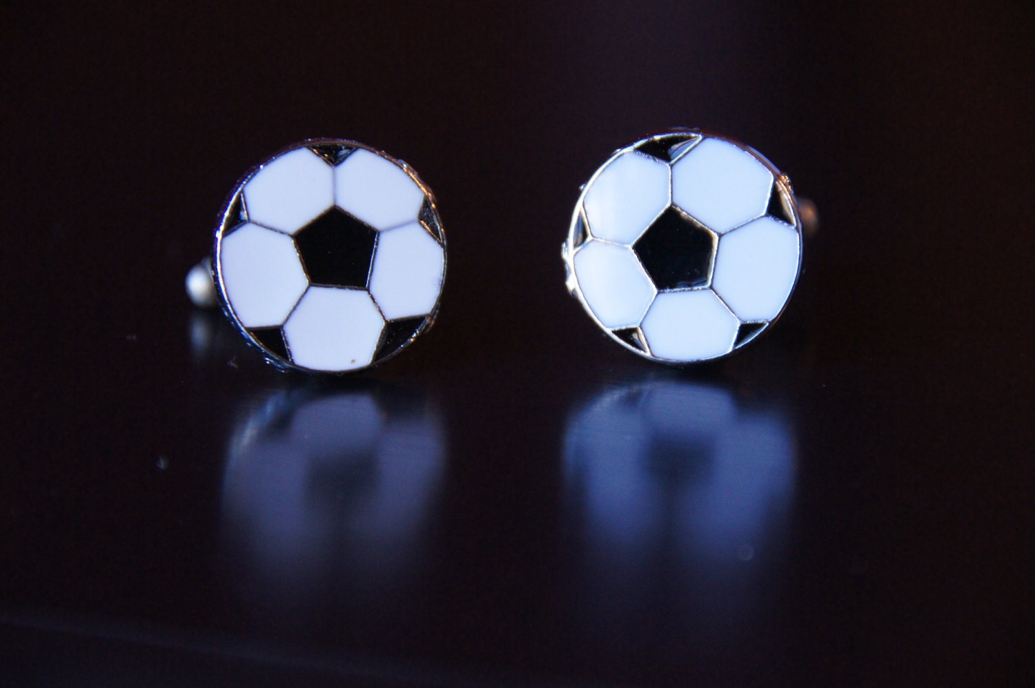 Soccer Ball Cuff Links - Sports Athletic CuffLinks - FOOTBALL Gifts - Man Black Tie Event - Black and White Gift - Men's WEDDING Accessories