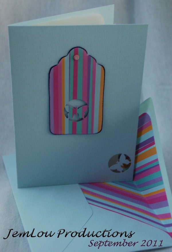 Blue Striped Butterfly Card