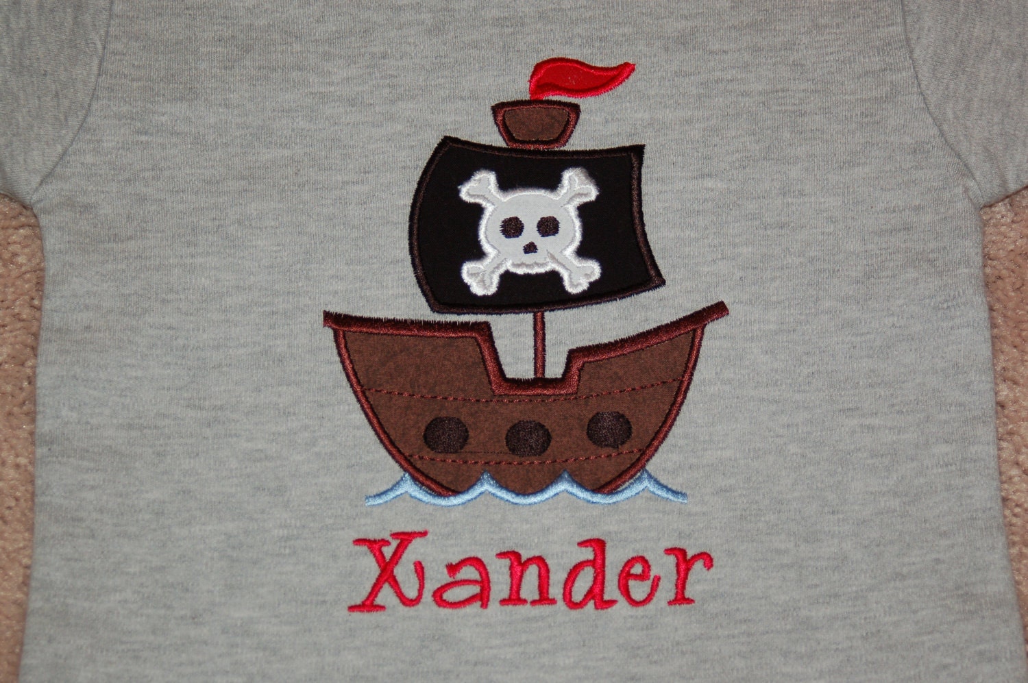 Personalized Applique Pirate Ship Shirts with Name