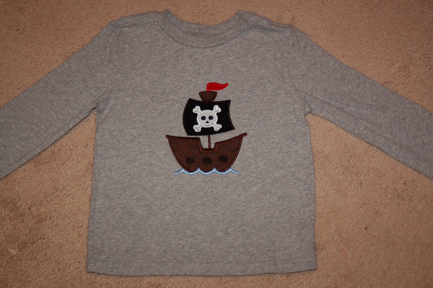 Personalized Applique Pirate Ship Shirts with Name