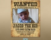 Personalized Baby Western Wanted Poster with Customized Photo and Name 8x10 Nursery print