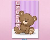 Personalized Kids Teddy Bear Block nursery kids art