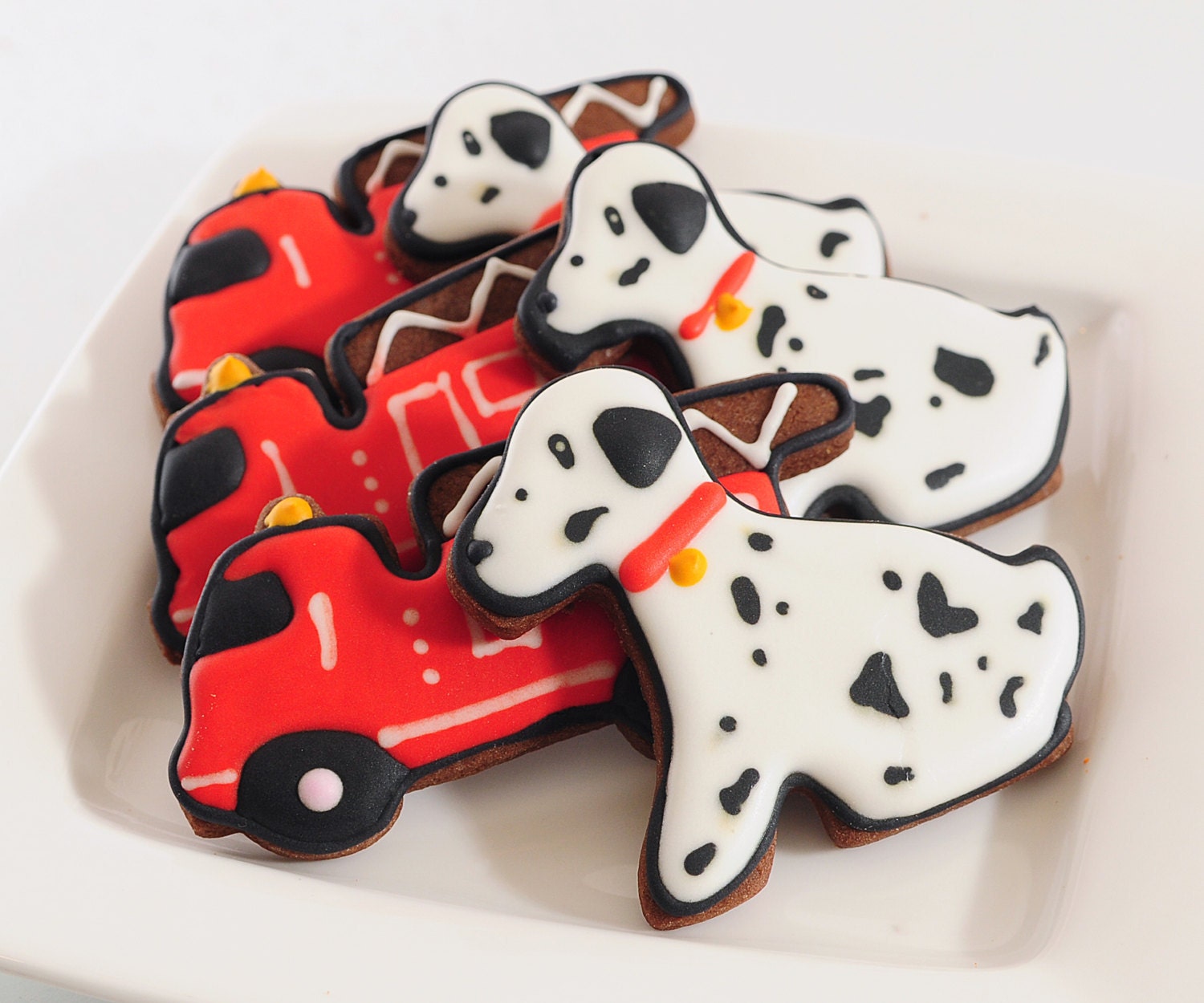 Fire Truck / Fire Engine and Dalmatian Sugar Cookies