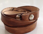 Leather 3-Wrap Watchband in Java Brown or Your Choice of  Colors- Made to Order for Your Own Watch
