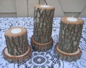 Log Candle Holders Rustic Wedding Decor