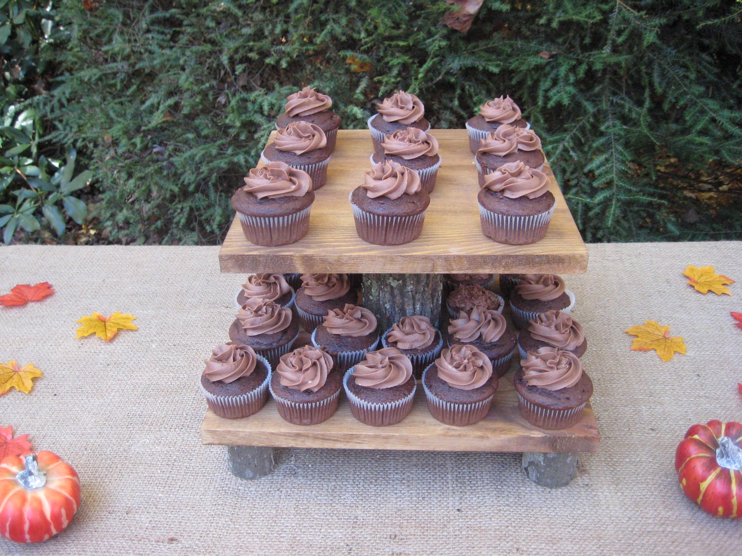 Cupcake Stand Rustic Wedding Decor Log Slices