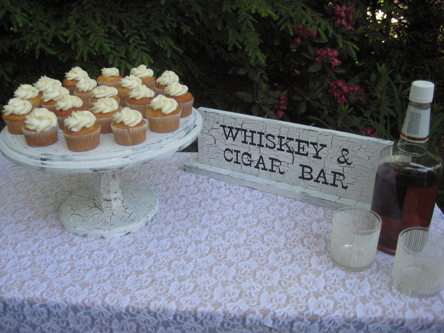 Wedding Sign Whiskey Cigar Bar Table Vintage Shabby Chic Finish