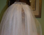 ClEARANCE SALE  Beautiful White Bridal Veil with Vintage Rhinestones