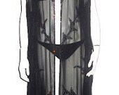 Black Long sheer coverup with sequence designs ONE SIZE
