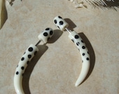 SUPER CUTE polka dot white BONE Talon Fakers / Fake Gauges Tribal Earrings / horn earrings fake gauged