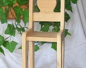 Handmade Wooden DOLL CHAIR Natural Pine Primitive Rough Gouged 19 inch tall