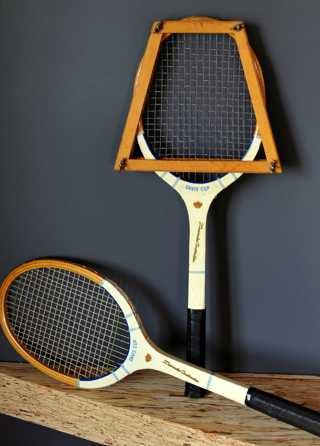 Wood Tennis Rackets Davis Cup Vintage 1950s Era