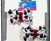 Red white blue patriotic Minnie Mouse Inspired double bow barrettes clips
