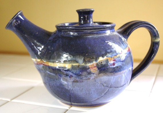 Blue Stoneware Teapot