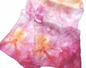 Hand dyed Silk Habotai Scarf - 8 x 52 inches - Sunset